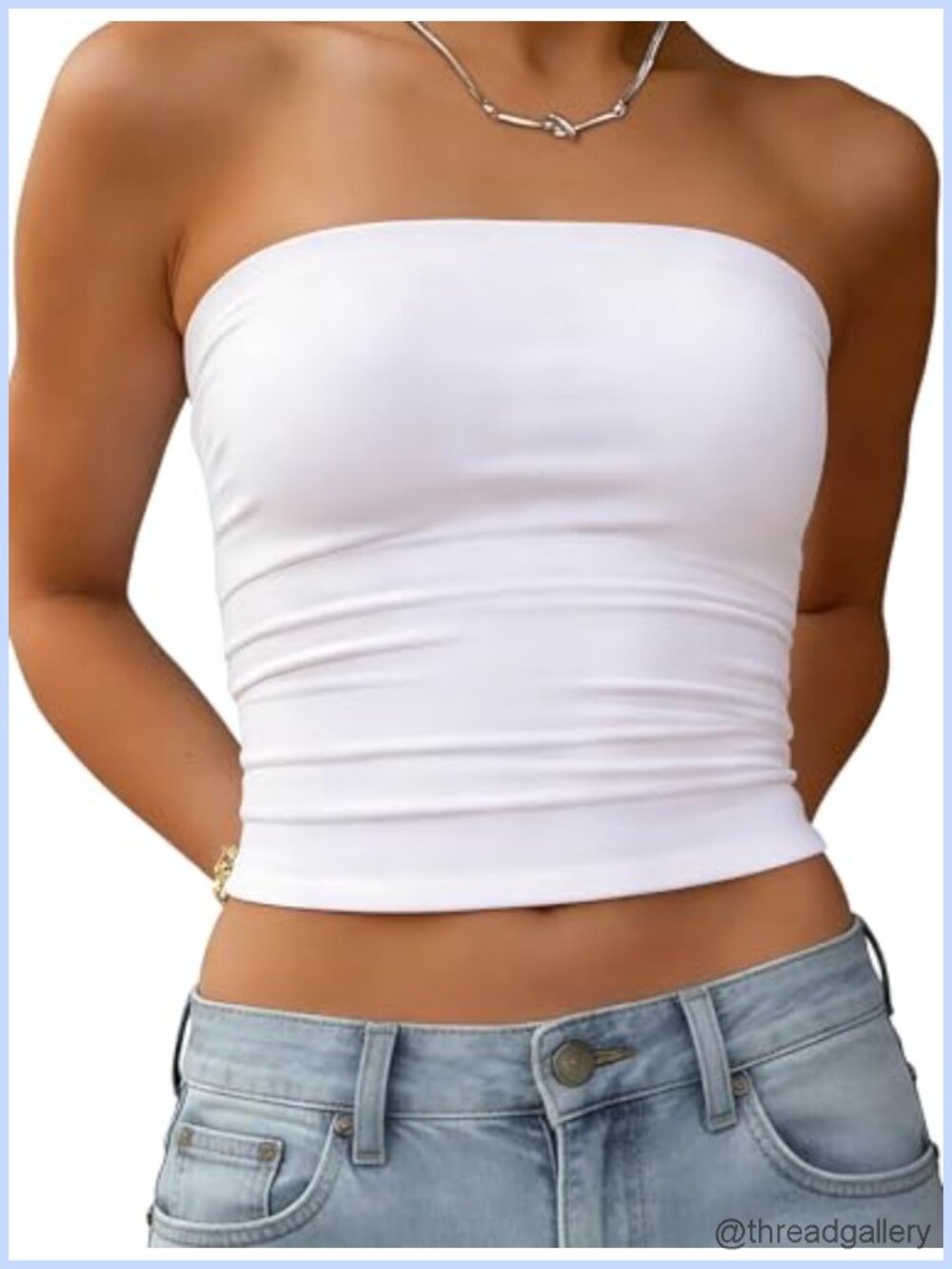 Women's Strapless Tube Top Cropped Y2K Bandeau Summer Basic